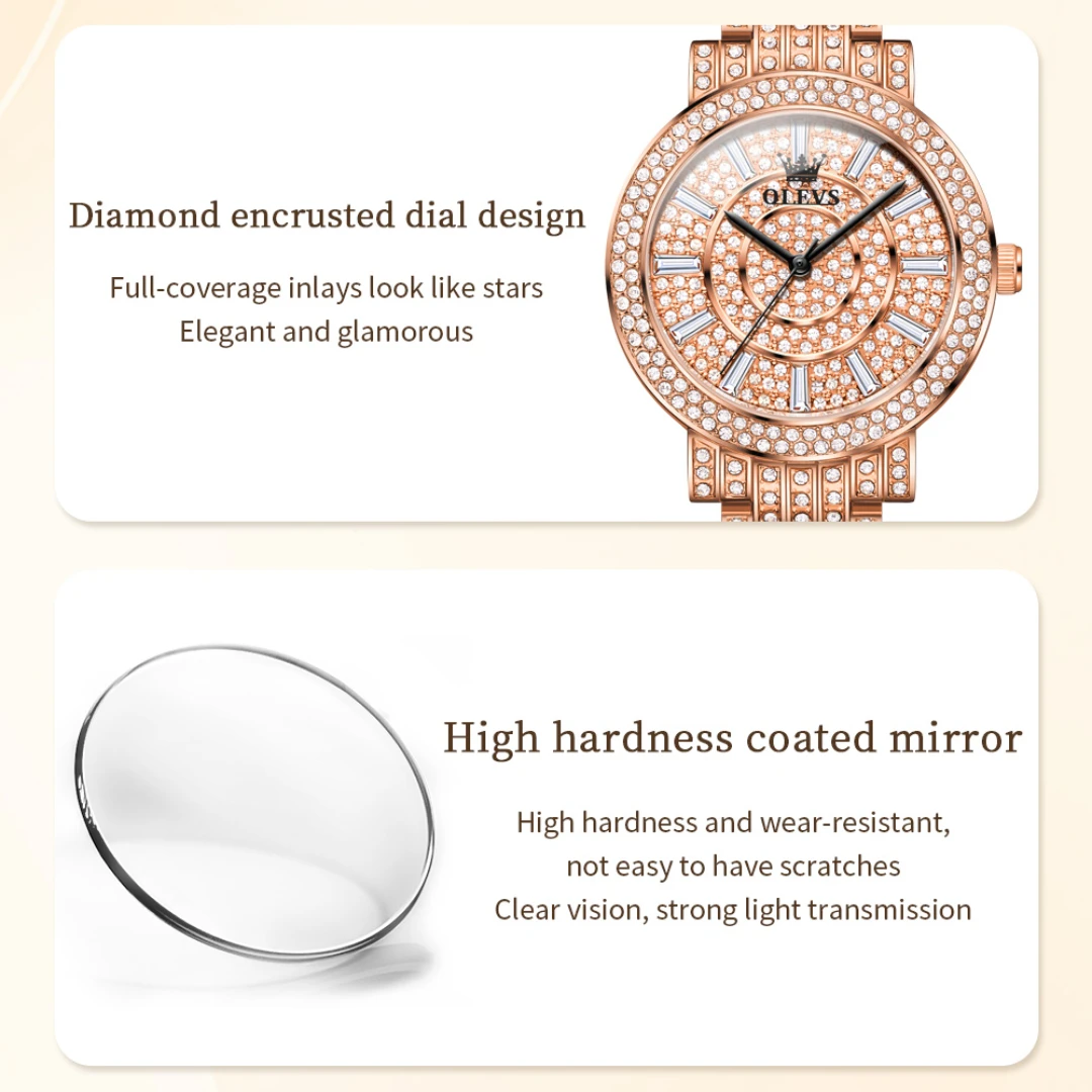 OLEVS 9904 Quartz Fashion Watch Gift Round-dial Stainless Steel Watchband Wristwatch