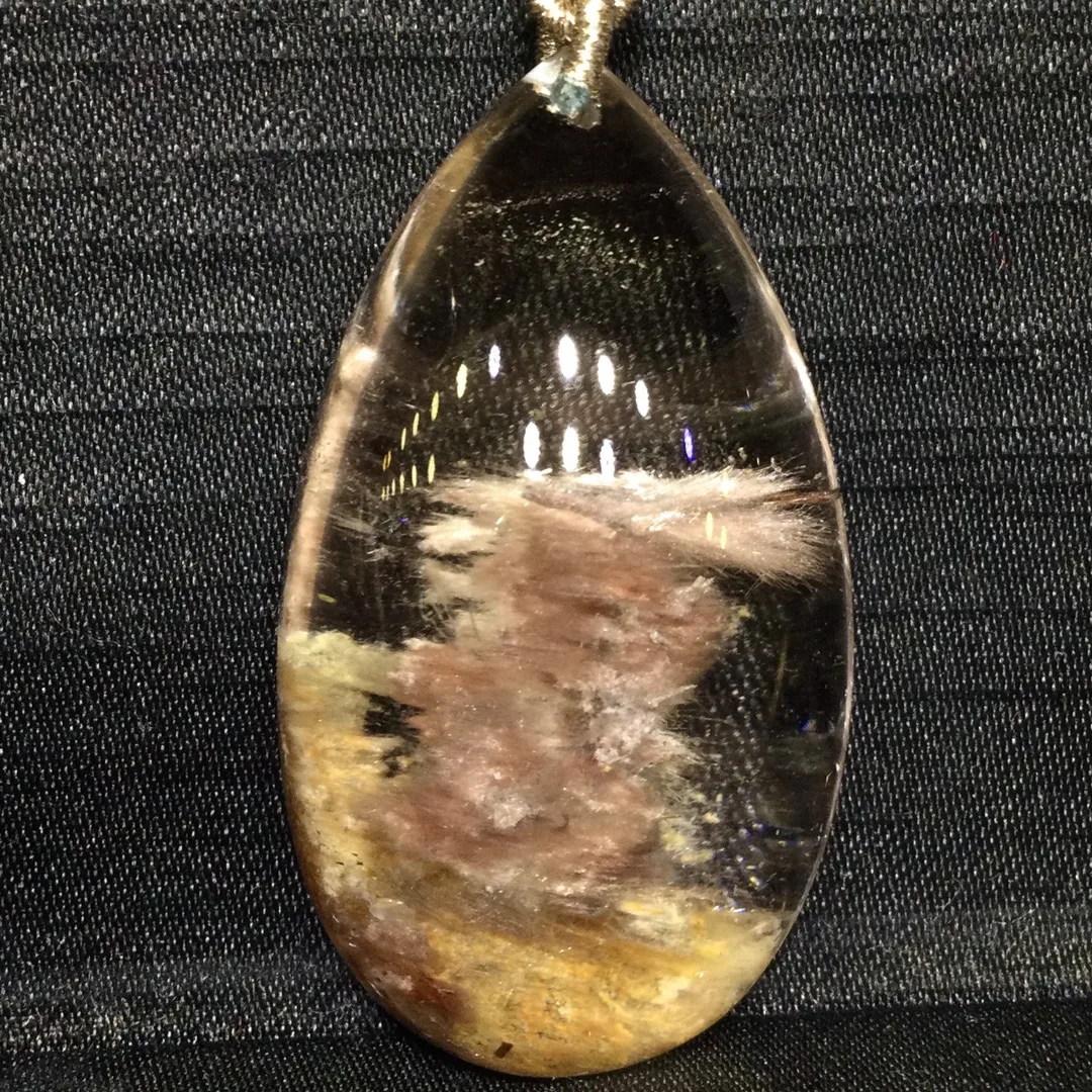 

Natural Gold Rutilated Quartz Pendant Jewelry 44*25*15mm Water Drop Flower Men Women Brazil AAAAAAA