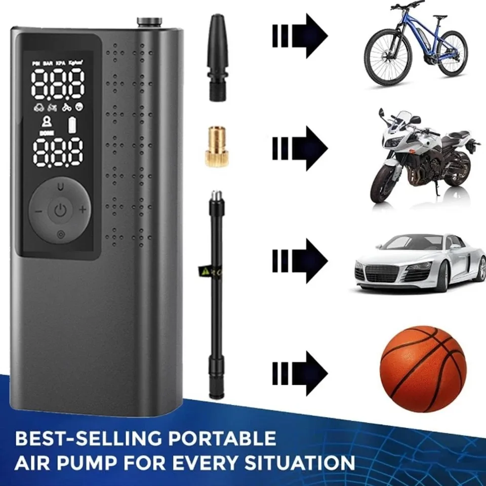 Car Air Pump Tire Inflator Portable Compressor Digital Cordless Car Tire Inflator for Motorcycle Bike Ball