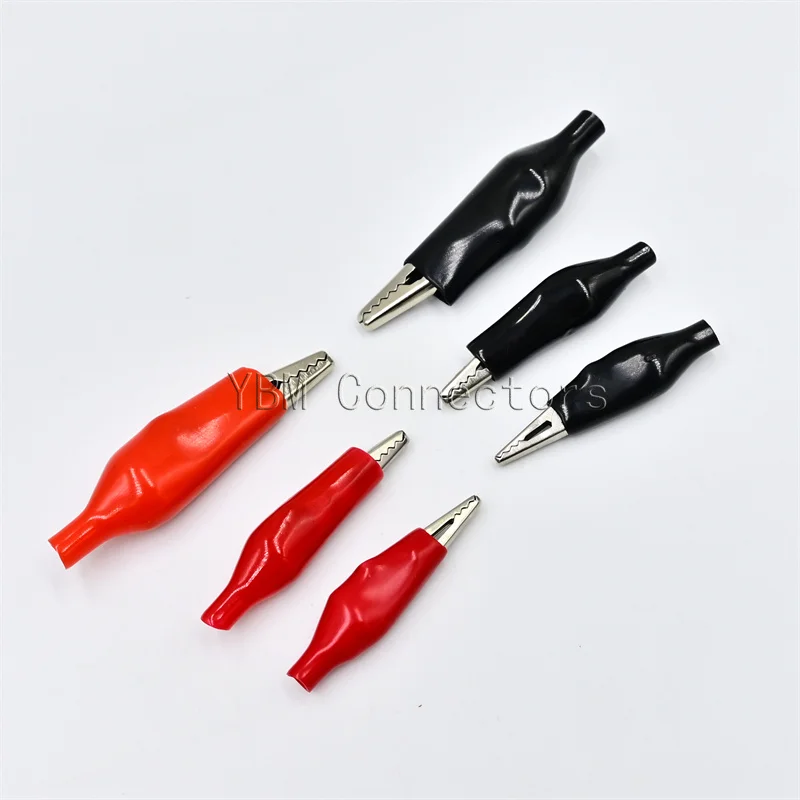 

100Pcs 28MM 35MM 45MM Metal Alligator Clip Crocodile Electrical Clamp Testing Probe Meter Black Red with Plastic