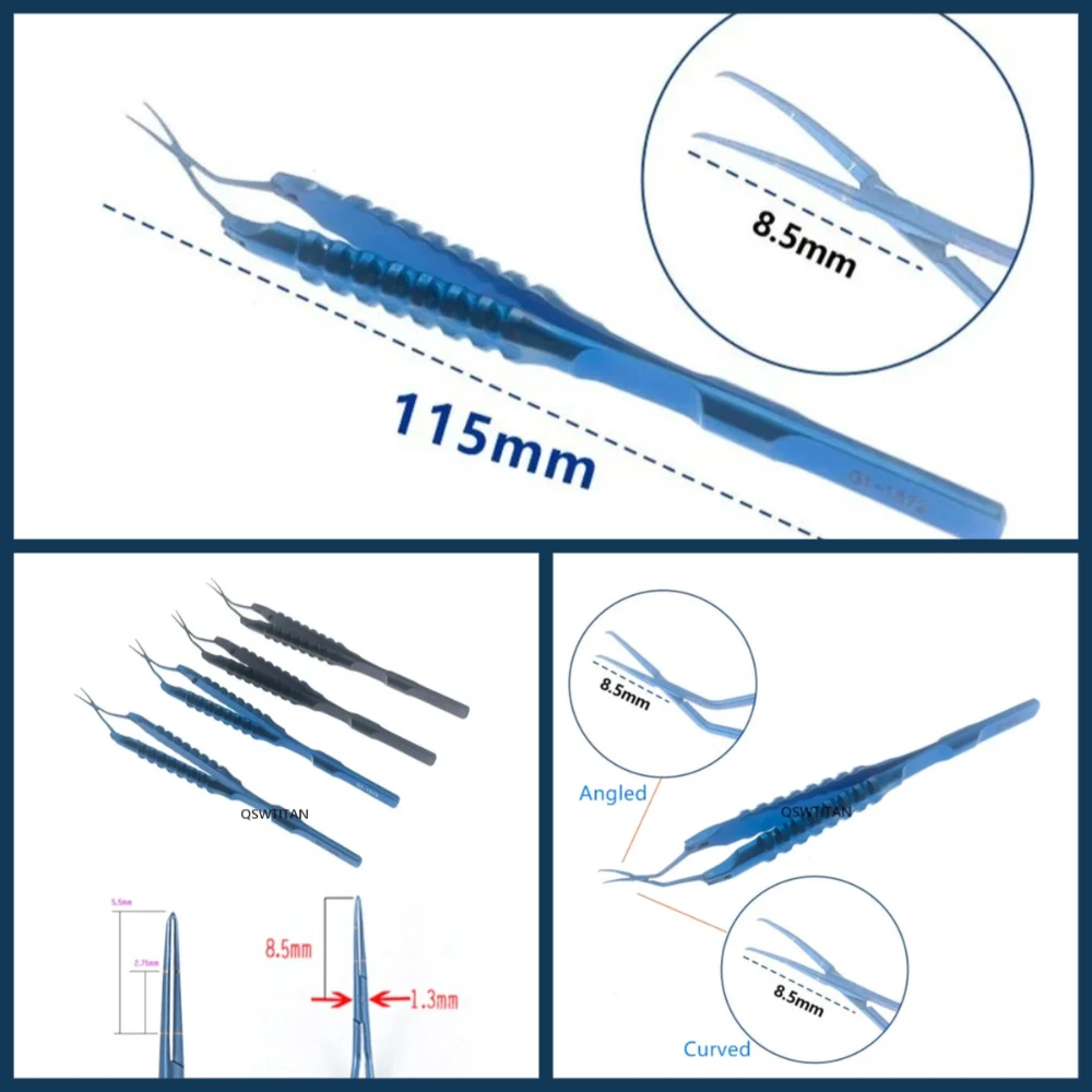 QSWTITAN 안과용 캡슐로렉시스 포셉스 마이크로 포셉스 핀셋 안과용 포셉스 티타늄 안과용 기구 눈꺼풀 도구