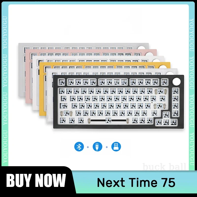 

Next Time 75 Mechanical Keyboard Kit NextTime 75 Wired Wireless Aluminium Keyboard With Knob Gasket Hot-Swap RGB DIY Keyboard PC