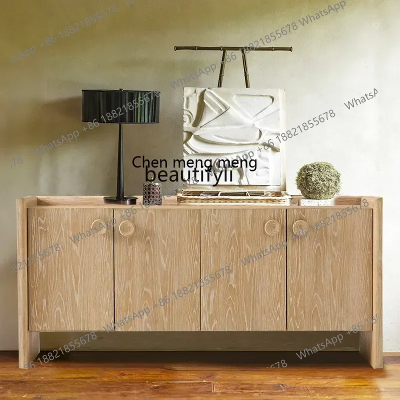 X  0R Retro solid wood dining side cabinet, Nordic wabi sandy weathered and old decorative entrance cabinet, entrance foyer cabi