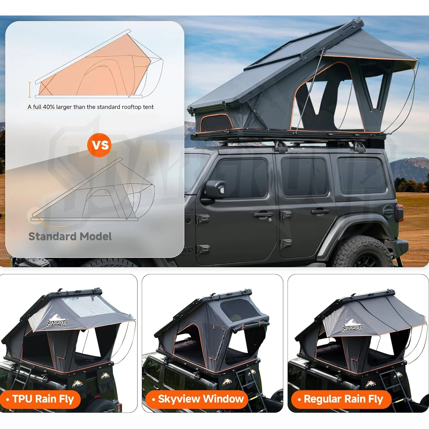 OEM Hard Shell Rooftop Tent Oxford Automatic Opening Lightweight For Offroad Camping Vehicles-Factory Direct Wholesale