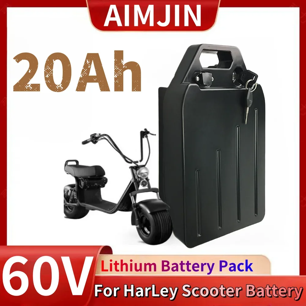 

100% New Harley 60V 20Ah 18650 Lithium Battery ,For Waterproof for Two Wheel Foldable Citycoco Electric Scooter Bicycl