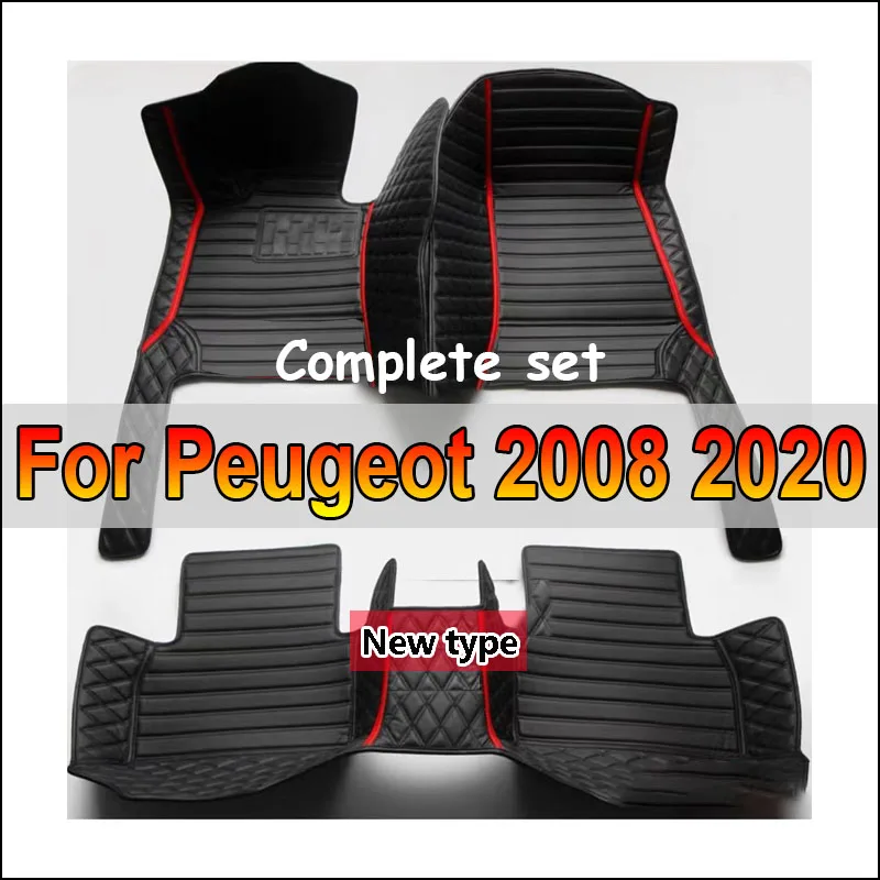 

Автомобильные коврики для Peugeot 2008 2020, автомобильный Стайлинг, водонепроницаемые декоративные кожаные коврики, аксессуары для интерьера, подставка для ног