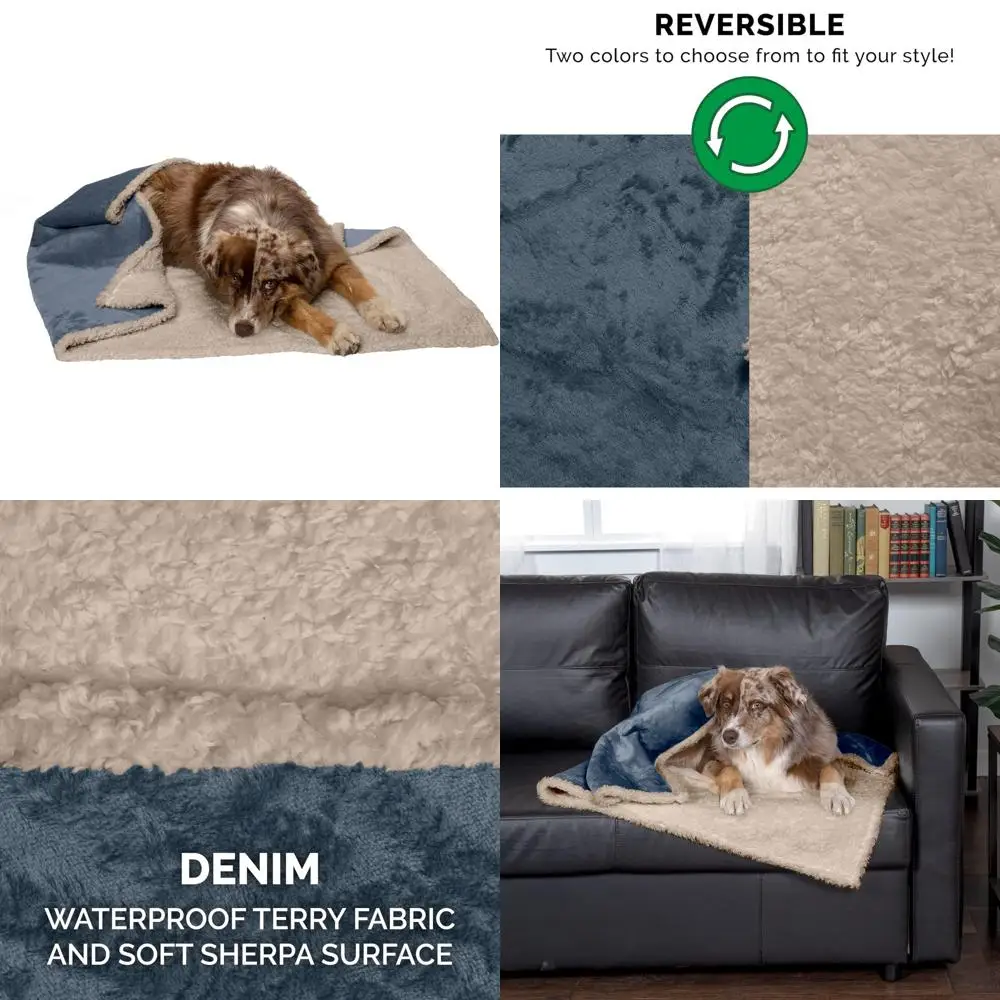 Manta impermeable y autocalentable para perros y gatos de interior, lavable y refleja el calor corporal, Terry y Sherpa con bordes suaves para perros B