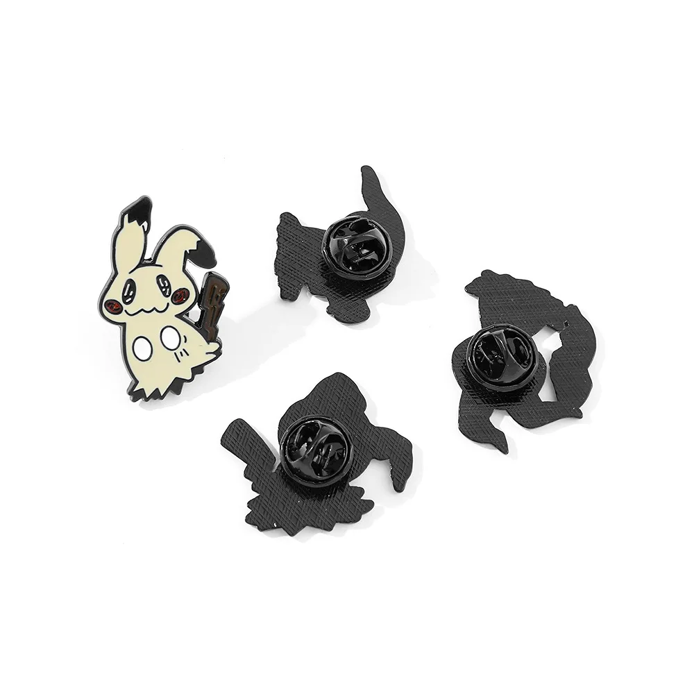 4PCS Mimikyu Enamel Pins Kawaii Anime Monster Badges Japan Game Brooches Pendant for Bag Backpack Clothing Lapel ACG Cosplay Toy