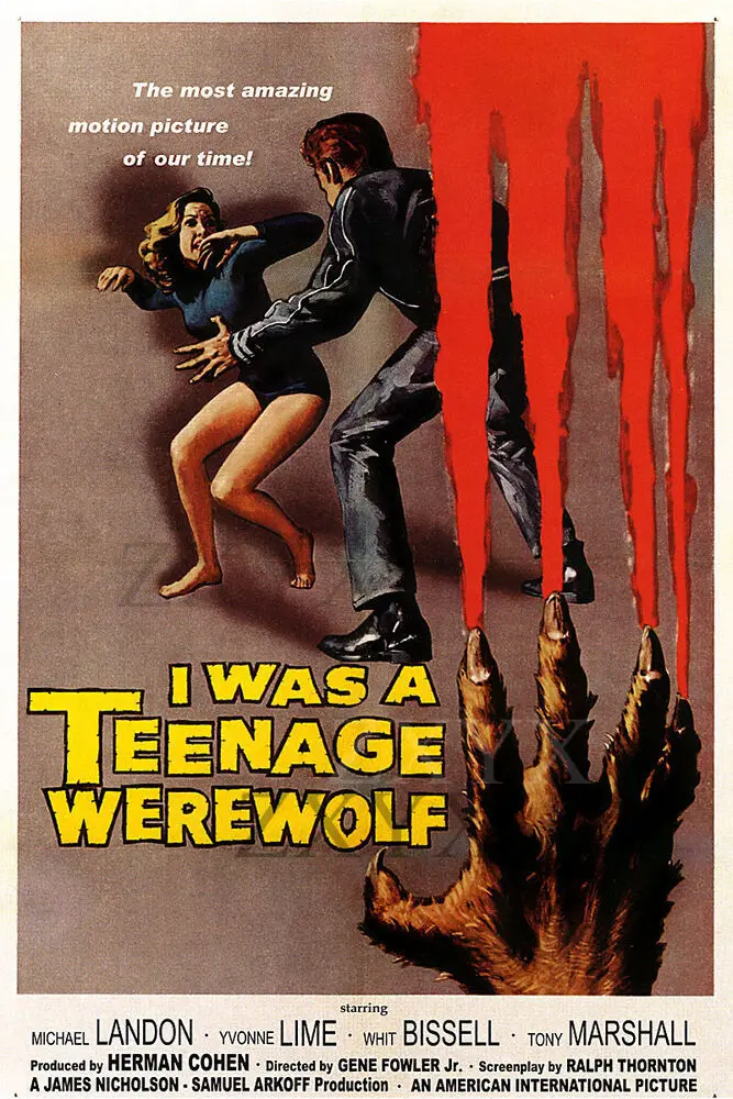 Vintage Michael Landon Movie Poster I was A Teenage Werewolf