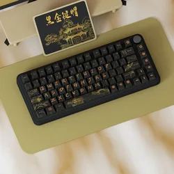 138 Keys Black Gold Keycaps XDA Height PBT Thermal Sublimation DIY For 61 64 68 75 96 104 108 Keys Mechanical Keyboard