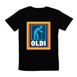 T-shirt grafica da uomo divertente Oldi Aldi Senior Logo Market Cartoon