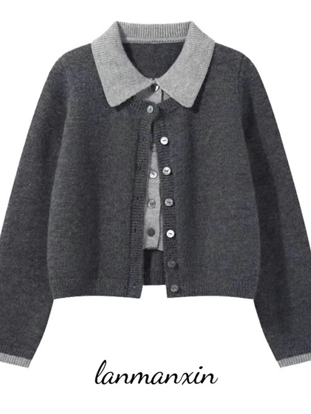 

College Sle Knitted Sweater Coat Women's Autumn Winter New Design Open Cardigan Outerwear Top Flannel Material Long Sve
