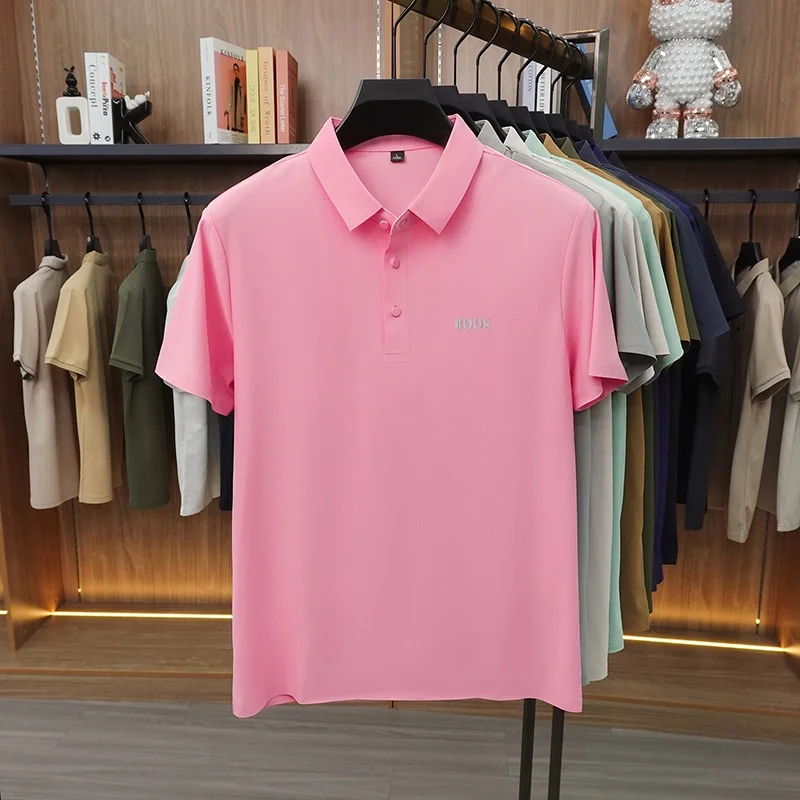 Sommermode Herren Kurzarm-Poloshirt mit Kragen, Knöpfen und Buchstabenprägung, Lässig, Atmungsaktiv, Minimalistisch, Einfarbig, Herrenbekleidung – Detail 23