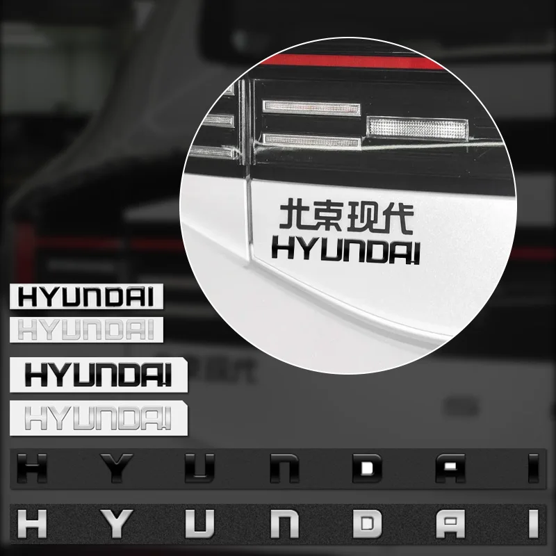 

1Pcs For Hyundai Sonata IX35 I20 I30 Azera Elantra Veloster Accent Santa ABS 3D Metal Car Trunk Badge Nameplate Letters Sticker