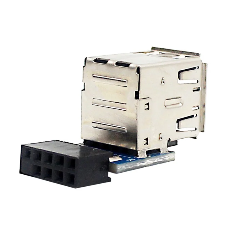 ABYC 1 ชิ้น 9 - Pin เมนบอร์ด Dual USB 2.0 Connector เมนบอร์ดสีดํา 2 พอร์ต USB 2.0 หญิงภายในอะแดปเตอร์