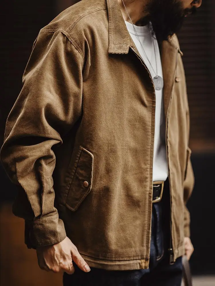 

Maden Casual Corduroy Harrington G9 Jaet Men's Autumn Winter Stand Collar Leisure Outerwear American Workwear Vintage