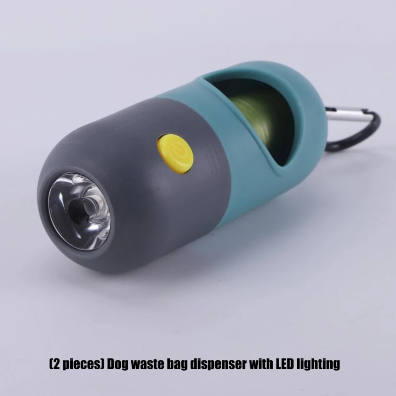 U2JC Portable Dog Waste Bag Holde for Leashes Backpacks or Belt Attachment Quickly Change and LED Light for Convenience