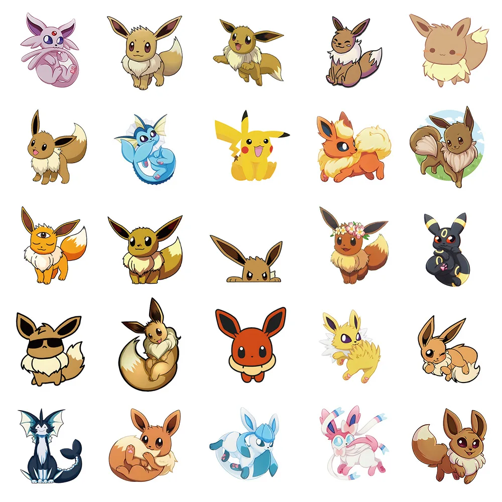 10/30/50 stücke niedlichen Cartoon Anime Pokemon Eevee Graffiti Aufkleber Laptop Wasser flasche Telefon Kühlschrank lustige Kind Spielzeug Dekoration Aufkleber