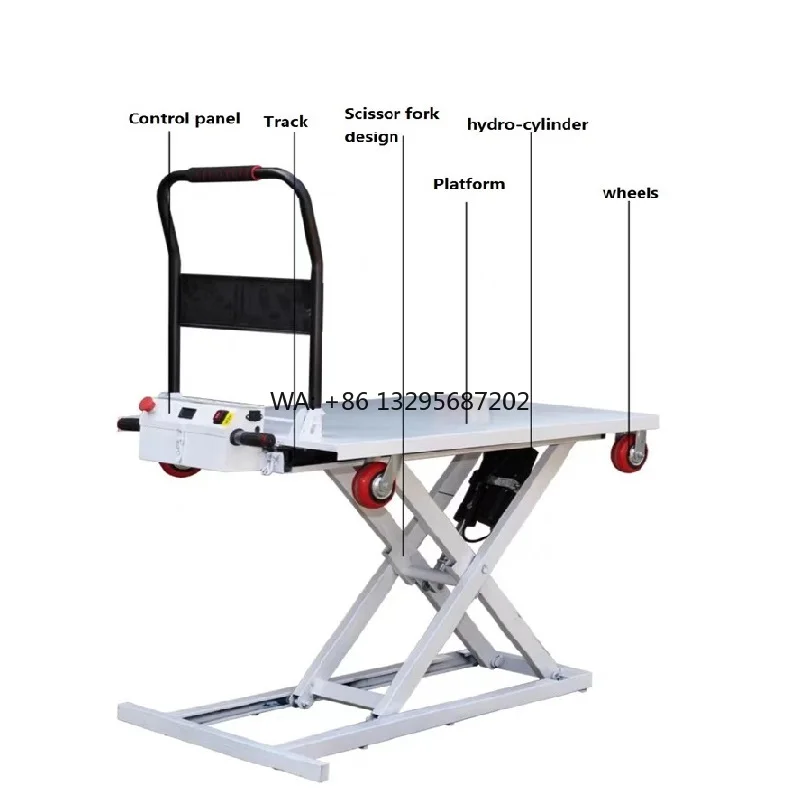 

Folding Portable Hydraulic Handcart Electric On-board Handling Loading Flatbed Cart Scissor Lift