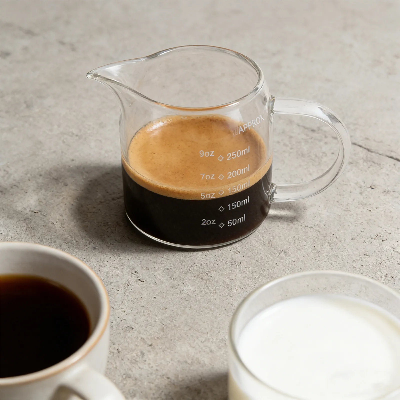 Glass Coffee Measuring Cup Precise 250Ml 8.5oz Espresso Shot Cup Clear Heat Resistant Portable Coffee Bar Accessories