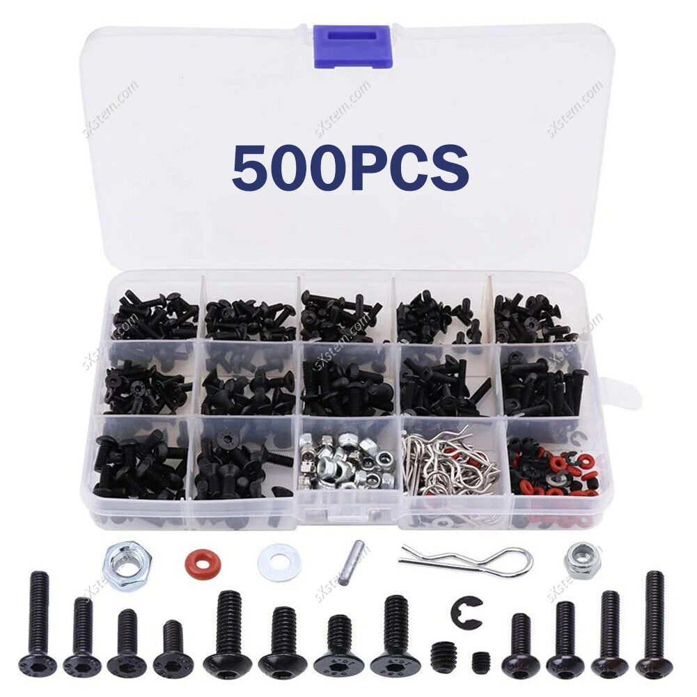 

500pcs Rc Car Repair Tool Set Screws Box Set For SCx10 TRX4 1/10 HSP RC WHP8LS1D M3 M4