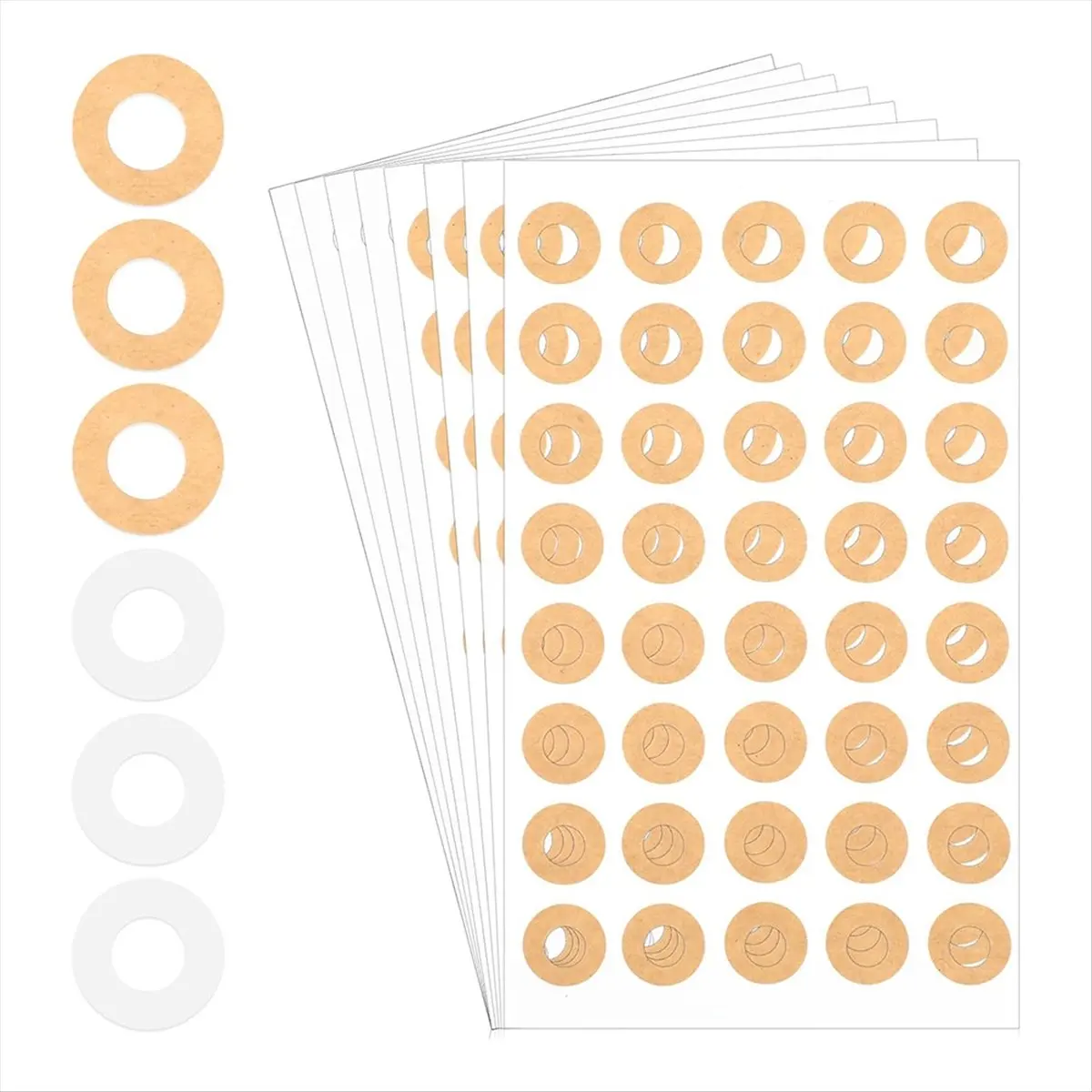 AA77 NEW  800 Pcs Paper Hole Reinforcement, 1/4 Inch Binder Hole Reinforcement Circles ( and Transparent Paper Set)