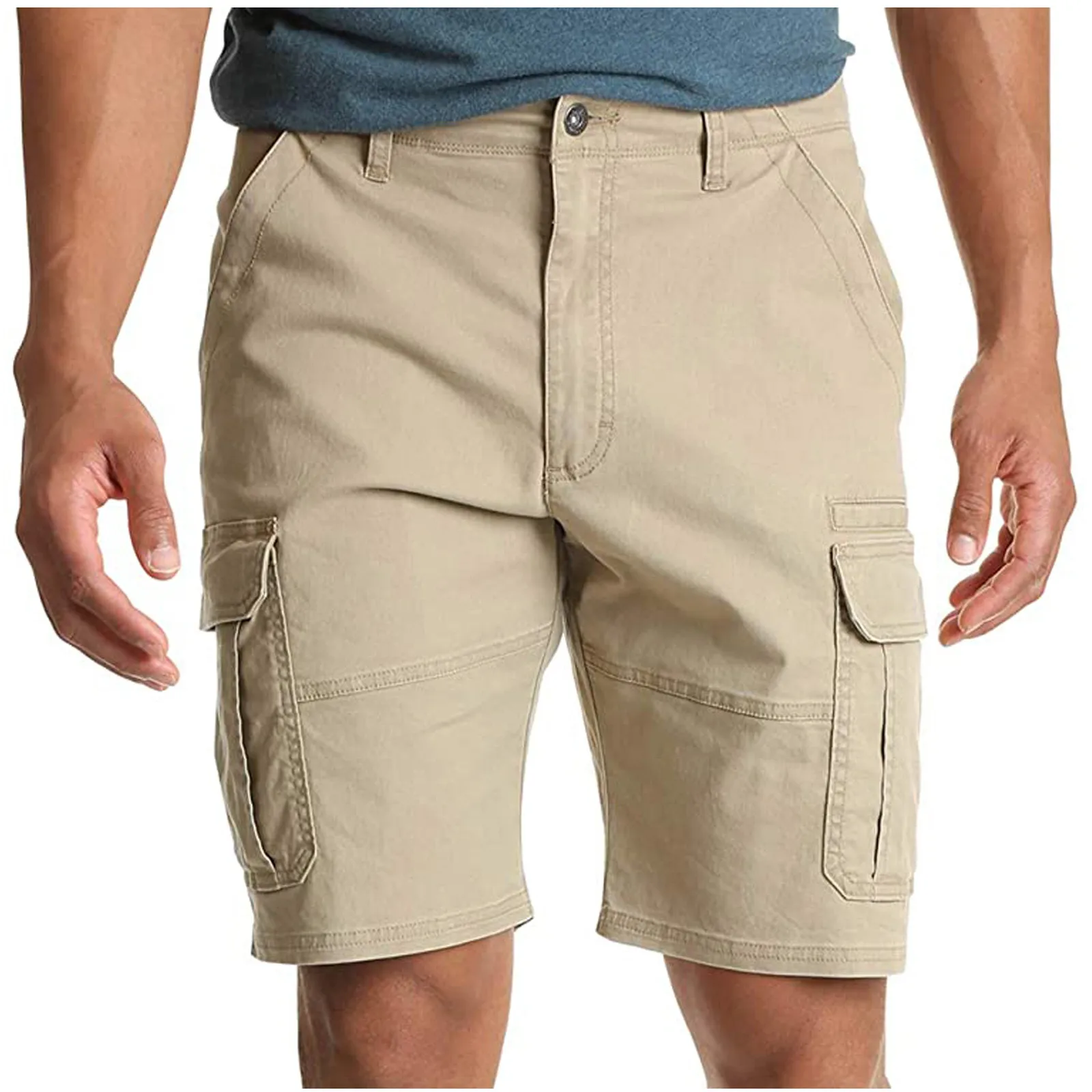 Fashion Men\'s Pocket Zipper Resilience Leisure Time Tooling Shorts Pants