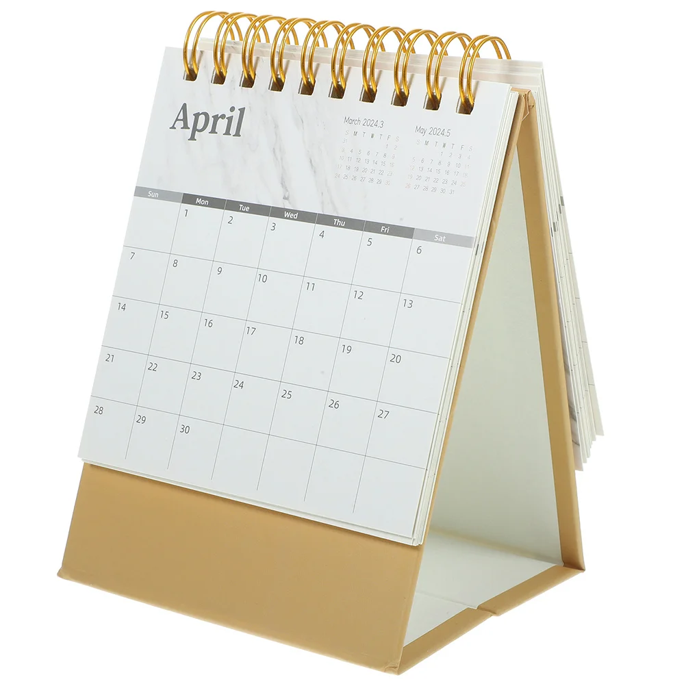 Office Desk Calendar Marble Pattern Small Desktop Standing Monthly Organizer Note Calendar Home Decor 2024 Home Furnishing Decor