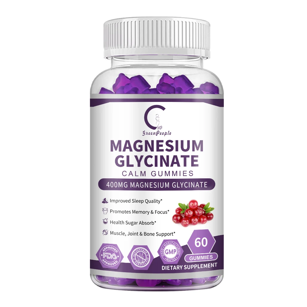 Gpgp Greenpeople Magnesium Glycinate Gummies with Vitamin Coenzyme Q10 Support Better Sleep Muscle Bone Brain Health Supplement