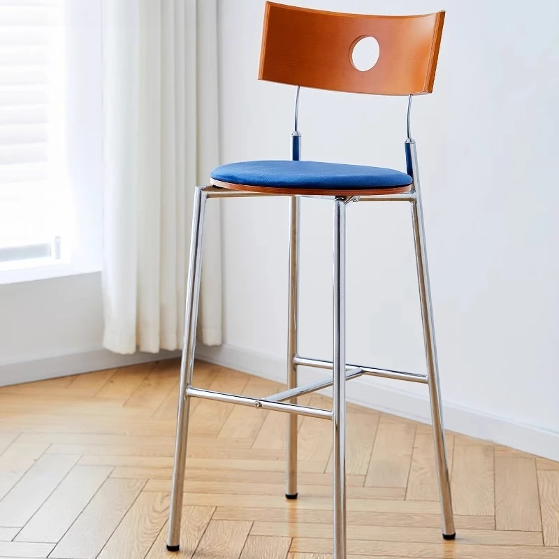 

Backrest Outdoor Dining Bar Chair Nordic Kitchen Island Stool Bar Chair Counter Stools Chaise De Bar Velour Hotel Furniture