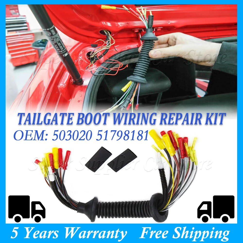 For FIAT 500 2007-2015 Tailgate Wiring Loom Repair Set Kit Rear Door Harness Cable 503020 51798181 51277102 2320050 V25-83-0001