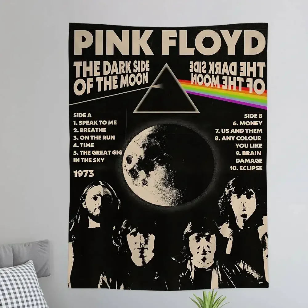Rock P-Pink F-Floyd Anime Tapestry Hippie Flower Wall Carpets Dorm Decor Cheap Hippie Wall Hanging