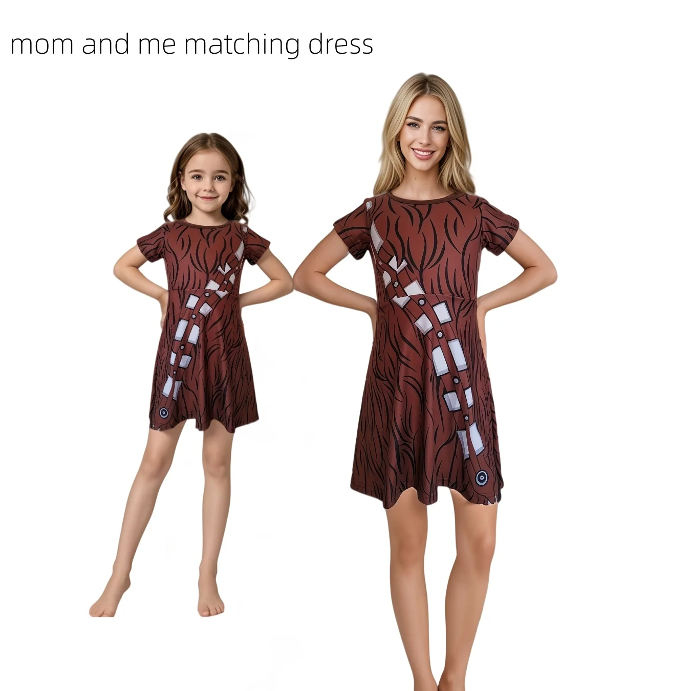 Mum and Me Matching Dress Softest Wookie Cosply Dresses Up For Magical Holiday Trip Halloween Party Summer Dress