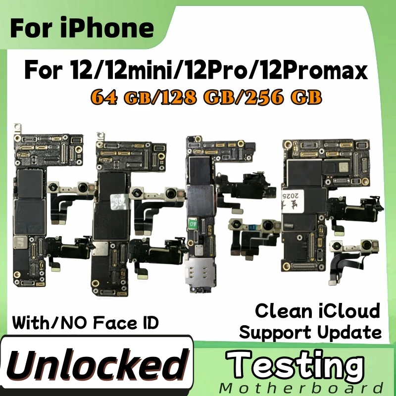 Fully Tested Unlocked Clean iCloud For iphone 12 Pro max Motherboard With Face ID Support Update For iphone 12 mini Logic board