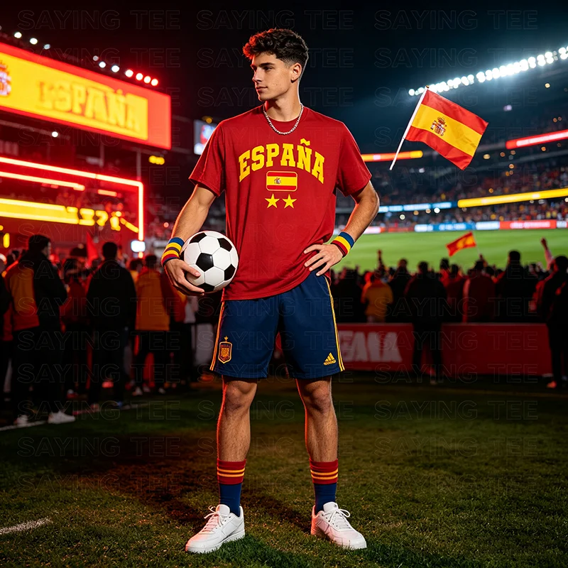 Spanien Spanische Flagge Spanien Urlaub Espanol Espana Spanier T-Shirt Y2k 2026 Fußball Spiel Spieltag Champion Grafik-T-Shirt – Detail 5