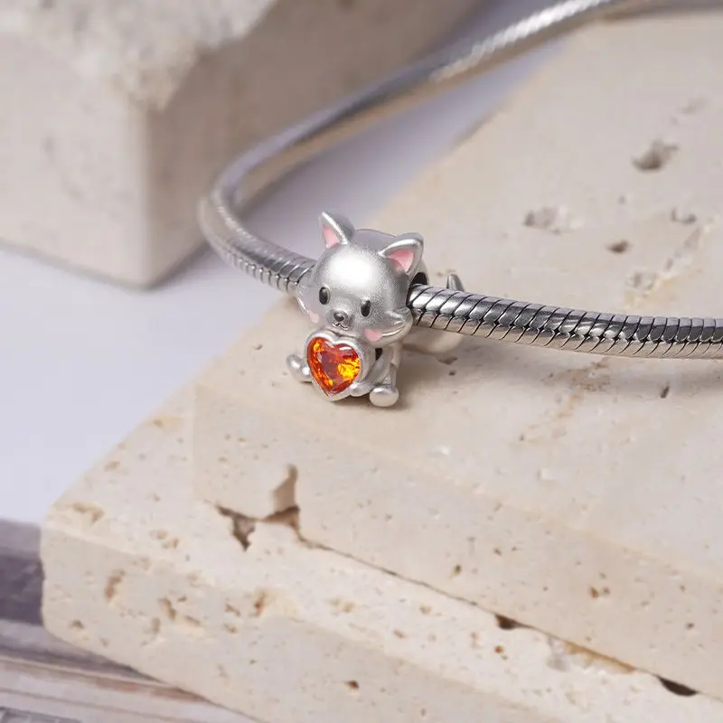 جديد 925 فضة بيت القط باو سحر of ley 925 سلسلة مطرز صالح الأصلي سوار DIY بها بنفسك السيدات مجوهرات اكسسوارات #4