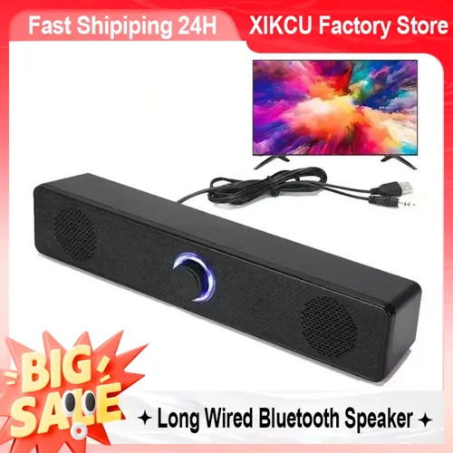 Imagen 1 del producto XIKCU Altavoz Bluetooth con cable largo, altavoces dobles, ordenador de alto volumen, teléfono móvil, TV en casa, Notebook, altavoz de escritorio Multimedia