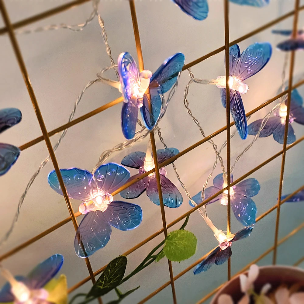 1.5M 10 LED Butterfly Fairy String Lights Garland Garden Yard decorazione esterna lampada da notte matrimonio compleanno Summer Party decori