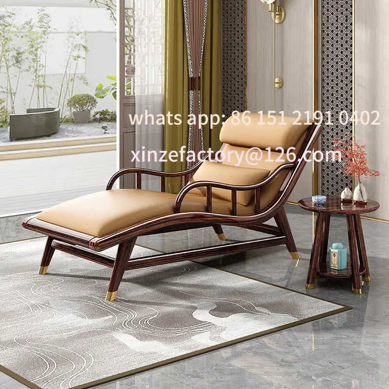 

Customizable new Chinese red gold sandalwood sofa living room chaise longue balcony lazy leisure chair