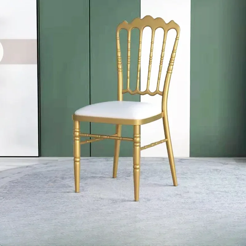 Light Luxury Hotel Bamboo Chair Wedding Wedding Hall Napoleon Castle Soft Coated Iron Aluminum Dining Chair Banquet Seat