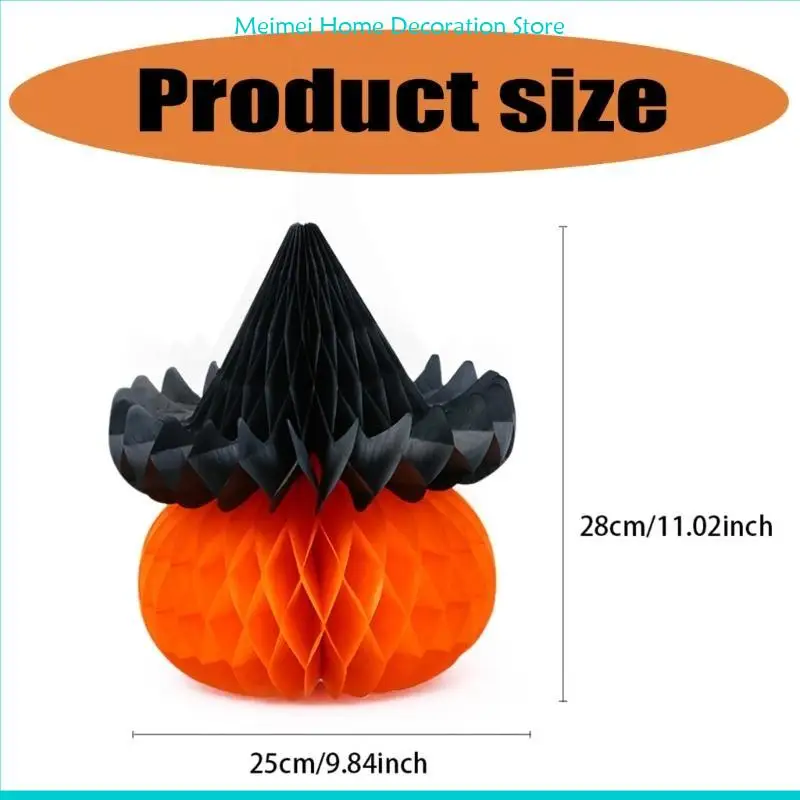 H7BF Honeycomb Pumpkin Party Supplies لحدث عيد الهالوين وحفلات الأطراف المركزية