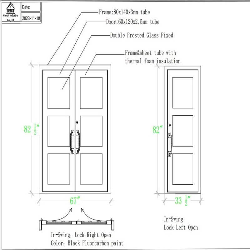 Drawings customized global shipping steel door glass door shipped in China