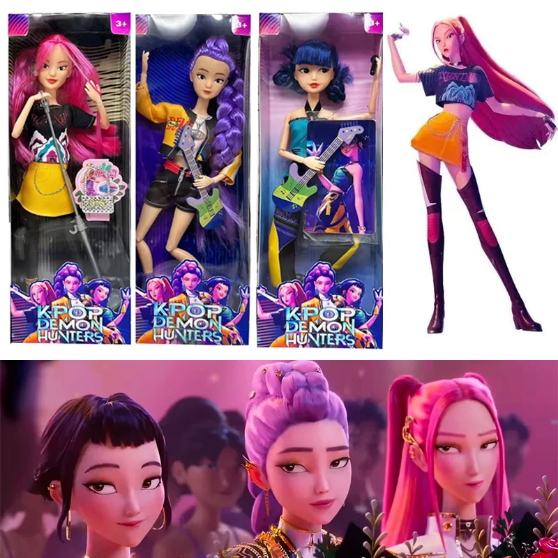 

11.5 inches Kpop Demon Hunters Action Figure Toy Rumi Mira Zoey with Musical Instruments Beautiful Princess Baby Dolls for Girls