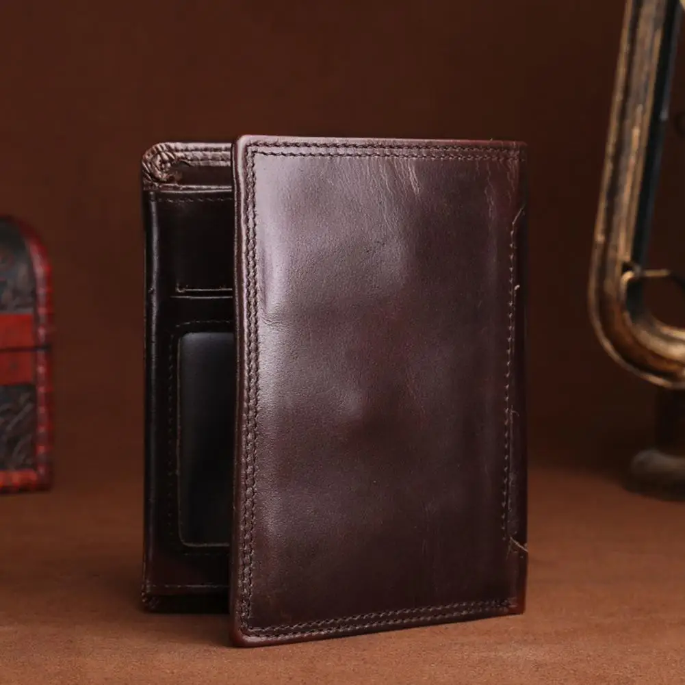 Men Short Faux Leather Wallet Bi-fold Wallet with Zipper Pocket Cash Coin Card Holder Folding Front Pocket Business Wallet 지갑