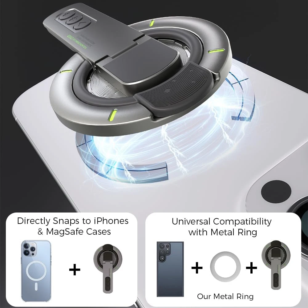 Penyangga Cincin Jari Magnetik 3-in-1 untuk Pegangan Ponsel MagSafe, Penyangga Ponsel Magnetik Dua Sisi untuk iPhone 17 16 15 14 13 12
