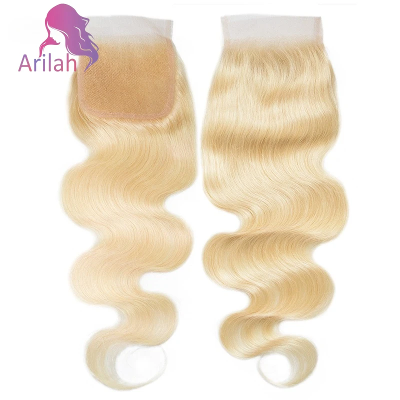 613 Blonde Body Wave 4x4 Lace Closure 10-22 Inch 150% Density Full End Pree Part Brazilian Virgin Hair Pre-Plucked
