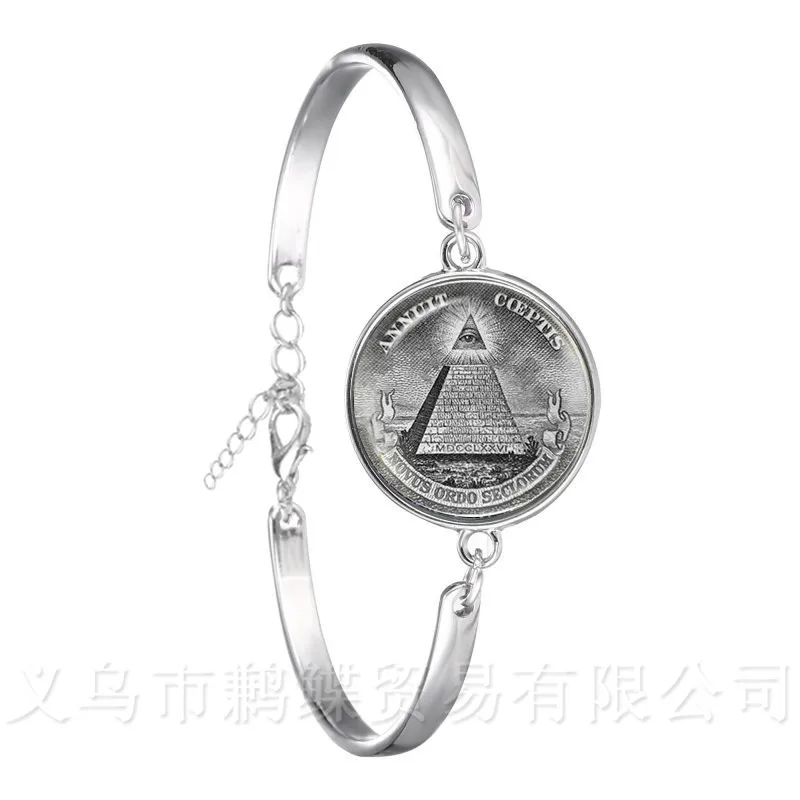 Ägypten Pyramide Annuit Coeptis Auge von Providence Freimaurer Zeichen Armband Heiligen Geometrie Llluminati Silber Überzogene Armband Für Frauen