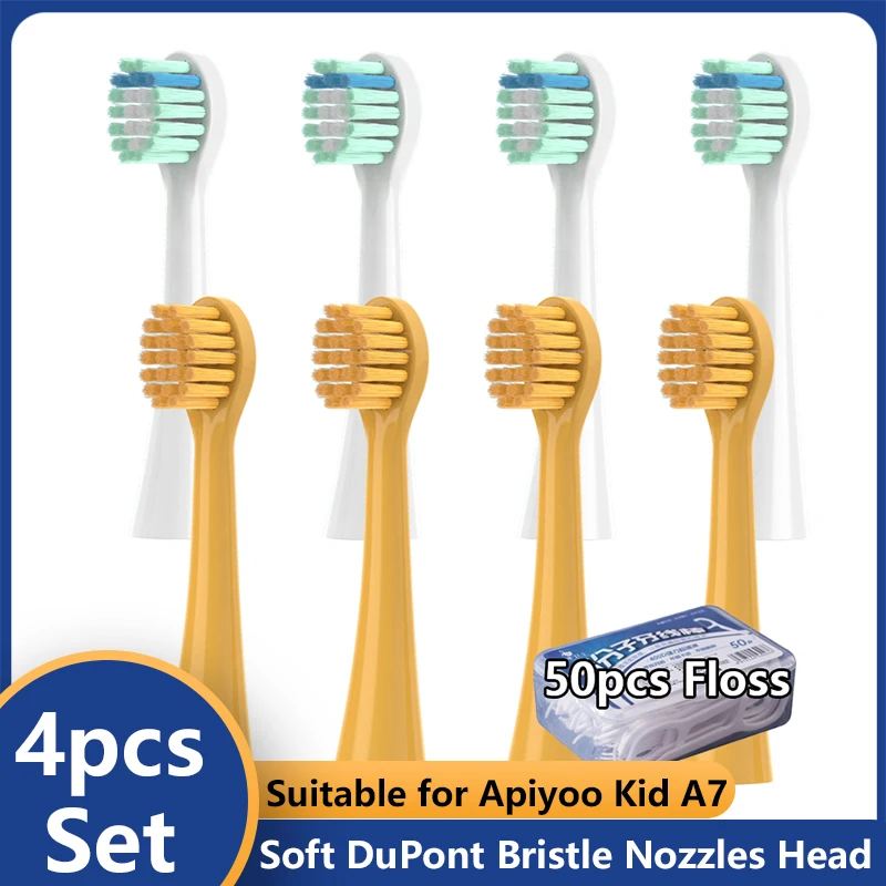 

4pcs Replacement for Apiyoo Kid A7 Toothbrush Heads Electric Tooth DuPont Soft Brush Heads Smart Clean Head Toothbrush Nozzle