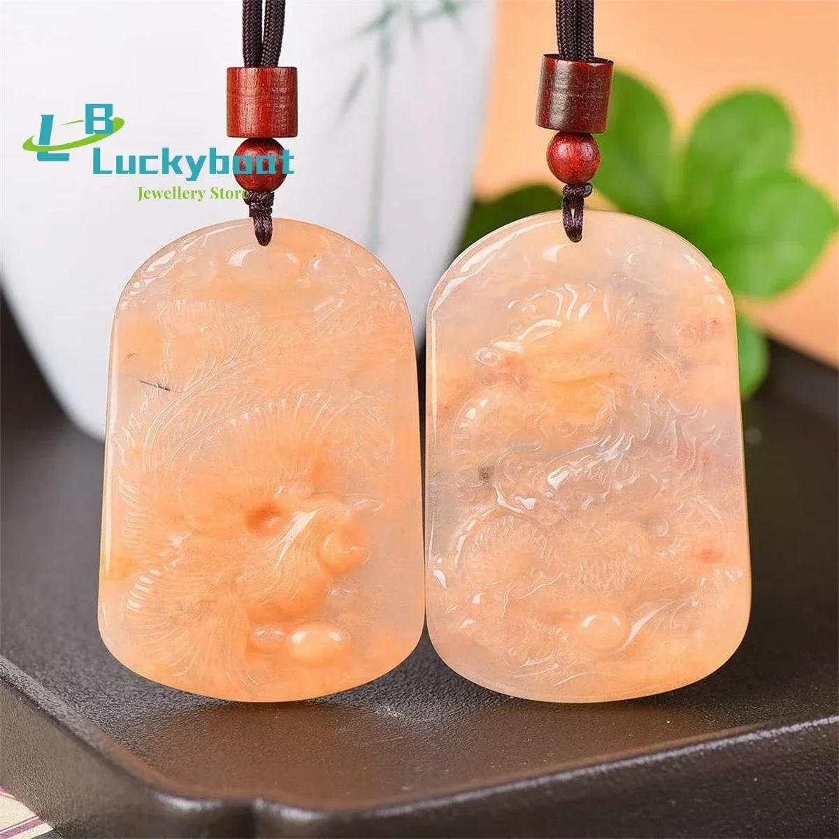 Natural Gold Silk Jade Dragon Phoenix Chengxiang Pendant Simple and Generous Personalized Fashion Versatile for Men and Women