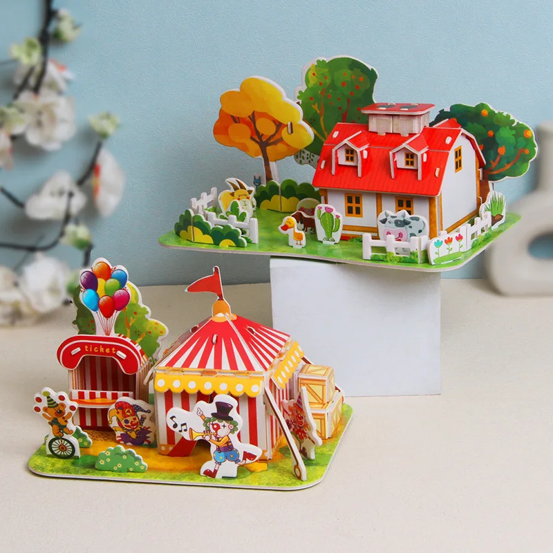 DIY Zappeln Spielzeug 3D Puzzle Papier Haus Kindergarten Frühe Bildung Puzzle Handgemachte kinder Grundschüler